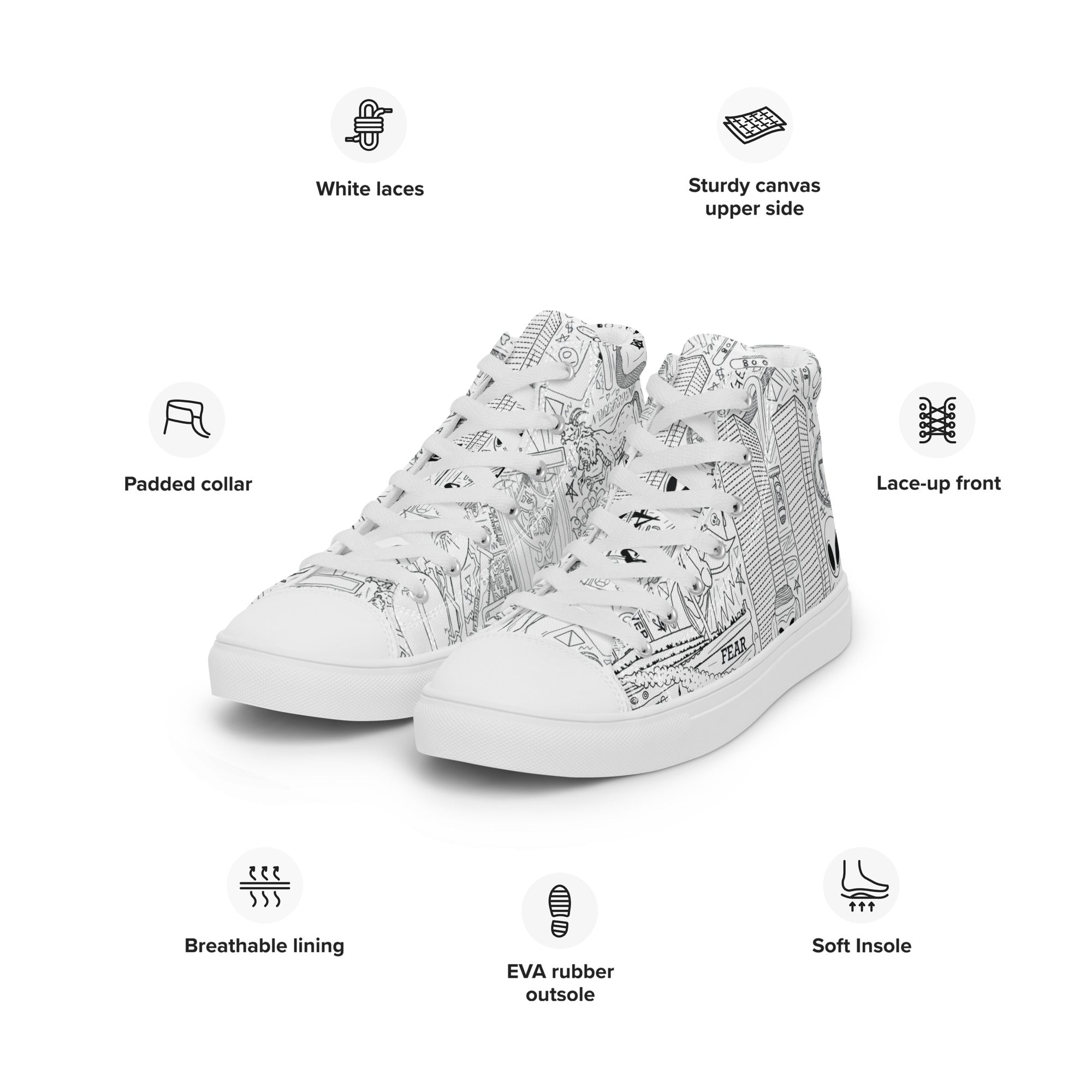 Men’s Tin Foil Hat High Top Shoes
